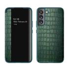 For Samsung Galaxy S22 5G Crocodile Texture Window View Leather Phone Case(Green) - 1