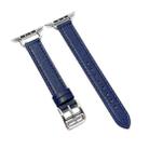 14mm Cowhide Leather Watch Band For Apple Watch Series 7 41mm/6&SE&5&4 40mm/3&2&1 38mm(Dark Blue) - 1