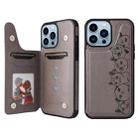 For iPhone 13 Pro Max Six Cats Embossing Pattern Shockproof Phone Case (Grey) - 1