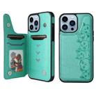 For iPhone 13 Pro Max Six Cats Embossing Pattern Shockproof Phone Case (Green) - 1