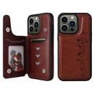 For iPhone 13 Pro Six Cats Embossing Pattern Shockproof Phone Case (Brown) - 1