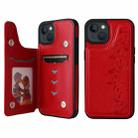 For iPhone 13 Six Cats Embossing Pattern Shockproof Phone Case(Red) - 1