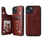 For iPhone 13 mini Six Cats Embossing Pattern Shockproof Phone Case (Brown) - 1