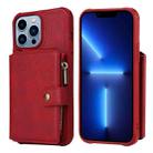 For iPhone 13 Pro Max Zipper Shockproof Protective Phone Case (Red) - 1