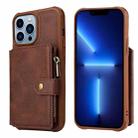 For iPhone 13 Pro Max Zipper Shockproof Protective Phone Case (Coffee) - 1