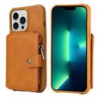 For iPhone 13 Pro Zipper Shockproof Protective Phone Case (Brown) - 1