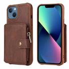 For iPhone 13 Zipper Shockproof Protective Phone Case(Coffee) - 1