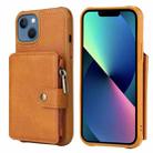 For iPhone 13 Zipper Shockproof Protective Phone Case(Brown) - 1