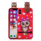 For iPhone X / XS Shockproof Cartoon TPU Protective Case(Red Owl) - 1