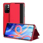 For Xiaomi Redmi Note 11 Window View Leather Phone Case(Red) - 1