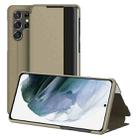 For Samsung Galaxy S22 Ultra 5G Window View Leather Phone Case(Gold) - 1
