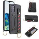 For Samsung Galaxy Note20 Wristband Wallet Leather Phone Case(Black) - 1