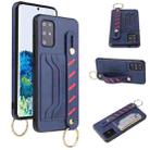 For Samsung Galaxy Note20 Wristband Wallet Leather Phone Case(Blue) - 1