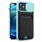Sliding Camshield Card TPU+PC Case For iPhone 13(Sky Blue) - 1