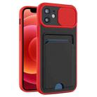 Sliding Camshield Card TPU+PC Case For iPhone 13(Red) - 1
