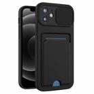 Sliding Camshield Card TPU+PC Case For iPhone 13(Black) - 1