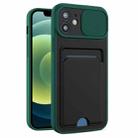 Sliding Camshield Card TPU+PC Case For iPhone 13(Dark Green) - 1