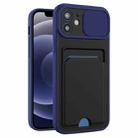 Sliding Camshield Card TPU+PC Case For iPhone 13(Dark Blue) - 1