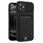 Sliding Camshield Card TPU+PC Case For iPhone 12 Pro(Black) - 1