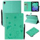 Cat Bee Embossing Pattern Horizontal Flip Leather Tablet Case For iPad mini 6(Green) - 1