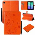 Cat Bee Embossing Pattern Horizontal Flip Leather Tablet Case For iPad mini 6(Orange) - 1