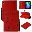 Cat Bee Embossing Pattern Horizontal Flip Leather Tablet Case For iPad mini 6(Red) - 1