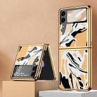 For Samsung Galaxy Z Flip3 5G GKK Floral Pattern Electroplating Tempered Glass Phone Case(Flower 12) - 1