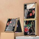 For Samsung Galaxy Z Flip3 5G GKK Floral Pattern Electroplating Tempered Glass Phone Case(Flower 09) - 1