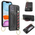 For iPhone 12 / 12 Pro Wristband Wallet Leather Phone Case(Black) - 1