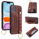 For iPhone 12 Pro Max Wristband Wallet Leather Phone Case(Brown) - 1