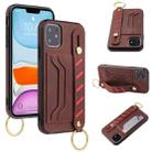 For iPhone 11 Wristband Wallet Leather Phone Case (Brown) - 1