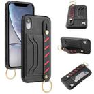 For iPhone XR Wristband Wallet Leather Phone Case(Black) - 1