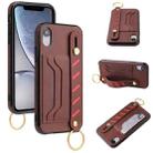 For iPhone XR Wristband Wallet Leather Phone Case(Brown) - 1