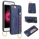 For iPhone SE 2022 / SE 2020 / 8 / 7 Wristband Wallet Leather Phone Case(Blue) - 1
