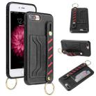 For iPhone SE 2022 / SE 2020 / 8 / 7 Wristband Wallet Leather Phone Case(Black) - 1