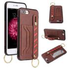 For iPhone SE 2022 / SE 2020 / 8 / 7 Wristband Wallet Leather Phone Case(Brown) - 1