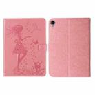 Pressed Printing Woman and Cat Pattern Horizontal Flip Leather Tablet Case For iPad mini 6(Pink) - 1