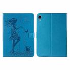 Pressed Printing Woman and Cat Pattern Horizontal Flip Leather Tablet Case For iPad mini 6(Blue) - 1
