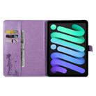 Pressed Printing Woman and Cat Pattern Horizontal Flip Leather Tablet Case For iPad mini 6(Purple) - 4