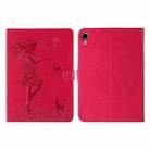 Pressed Printing Woman and Cat Pattern Horizontal Flip Leather Tablet Case For iPad mini 6(Rose Red) - 1
