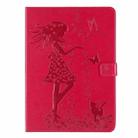 Pressed Printing Woman and Cat Pattern Horizontal Flip Leather Tablet Case For iPad mini 6(Rose Red) - 2