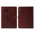 Pressed Printing Woman and Cat Pattern Horizontal Flip Leather Tablet Case For iPad mini 6(Brown) - 1