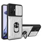 For Xiaomi 11T Camera Cover Phone Case with Card Slot & Holder(White) - 1