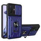 For Xiaomi 11T Camera Cover Phone Case with Card Slot & Holder(Blue) - 1