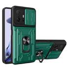 For Xiaomi 11T Camera Cover Phone Case with Card Slot & Holder(Green) - 1