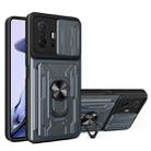 For Xiaomi 11T Camera Cover Phone Case with Card Slot & Holder(Grey) - 1