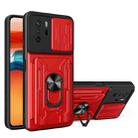 For Xiaomi Redmi Note 10 Pro Camera Cover Phone Case with Card Slot & Holder(Red) - 1