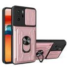 For Xiaomi Redmi Note 10 Pro Camera Cover Phone Case with Card Slot & Holder(Rose Gold) - 1