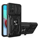 For Xiaomi Redmi 10 Camera Cover Phone Case with Card Slot & Holder(Black) - 1