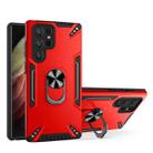 For Samsung Galaxy S22 Ultra 5G PC + TPU Phone Case with Rotatable Ring Holder(Red) - 1